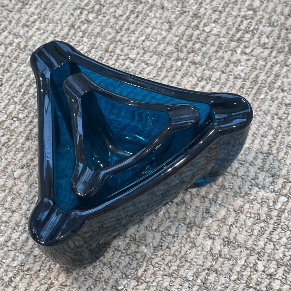 Viking Glass Bluenique Ashtray VNTG